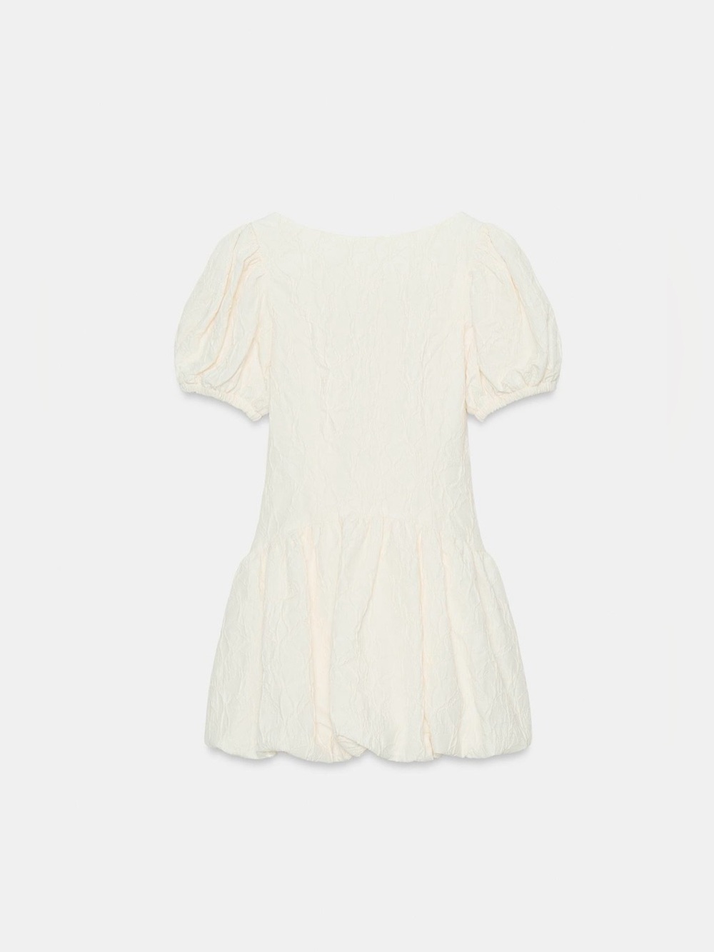 Zara NWT Ivory Puff-Sleeve Mini Dress